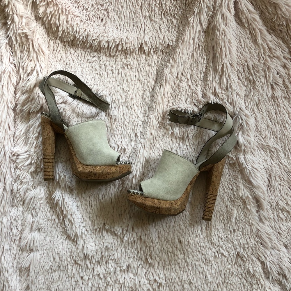 Herve leger suede cork sandals